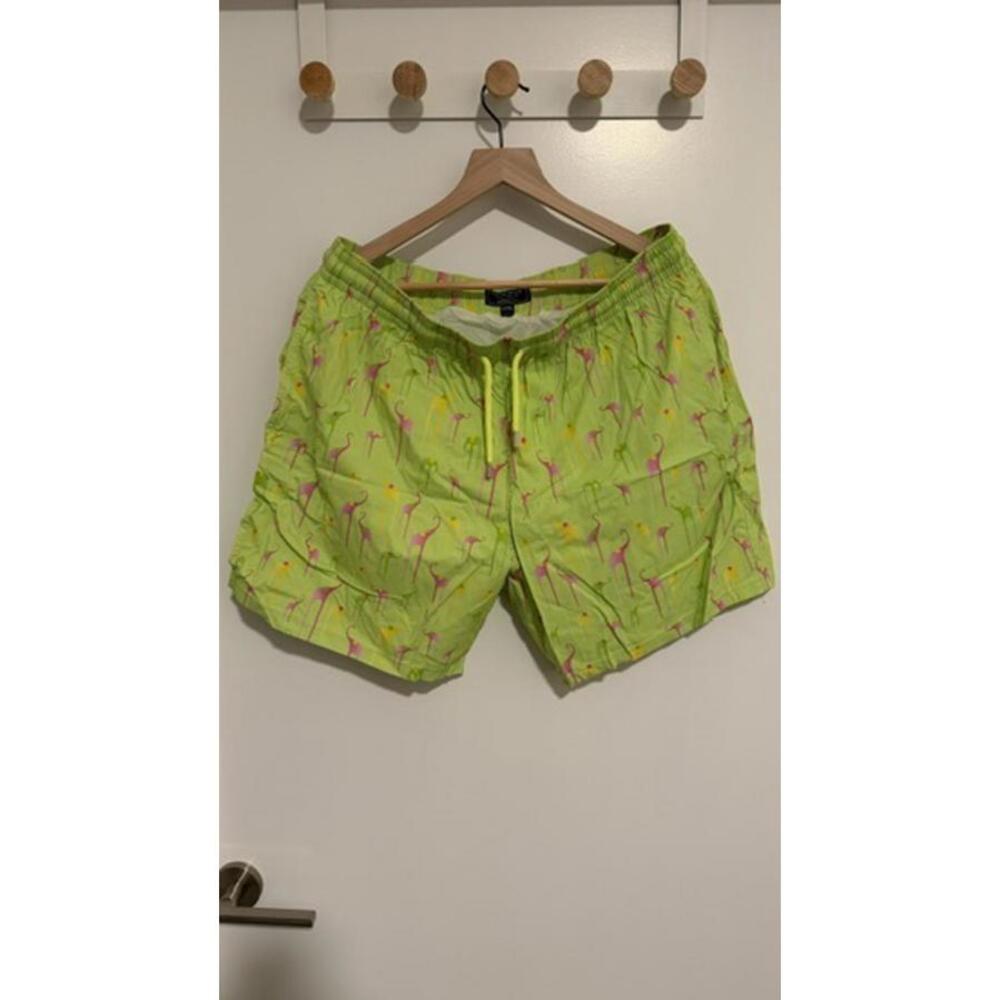 Vilebrequin Men’s Swim Trunks XXXL Lime Green Pink Flamingo Print Swim Shorts